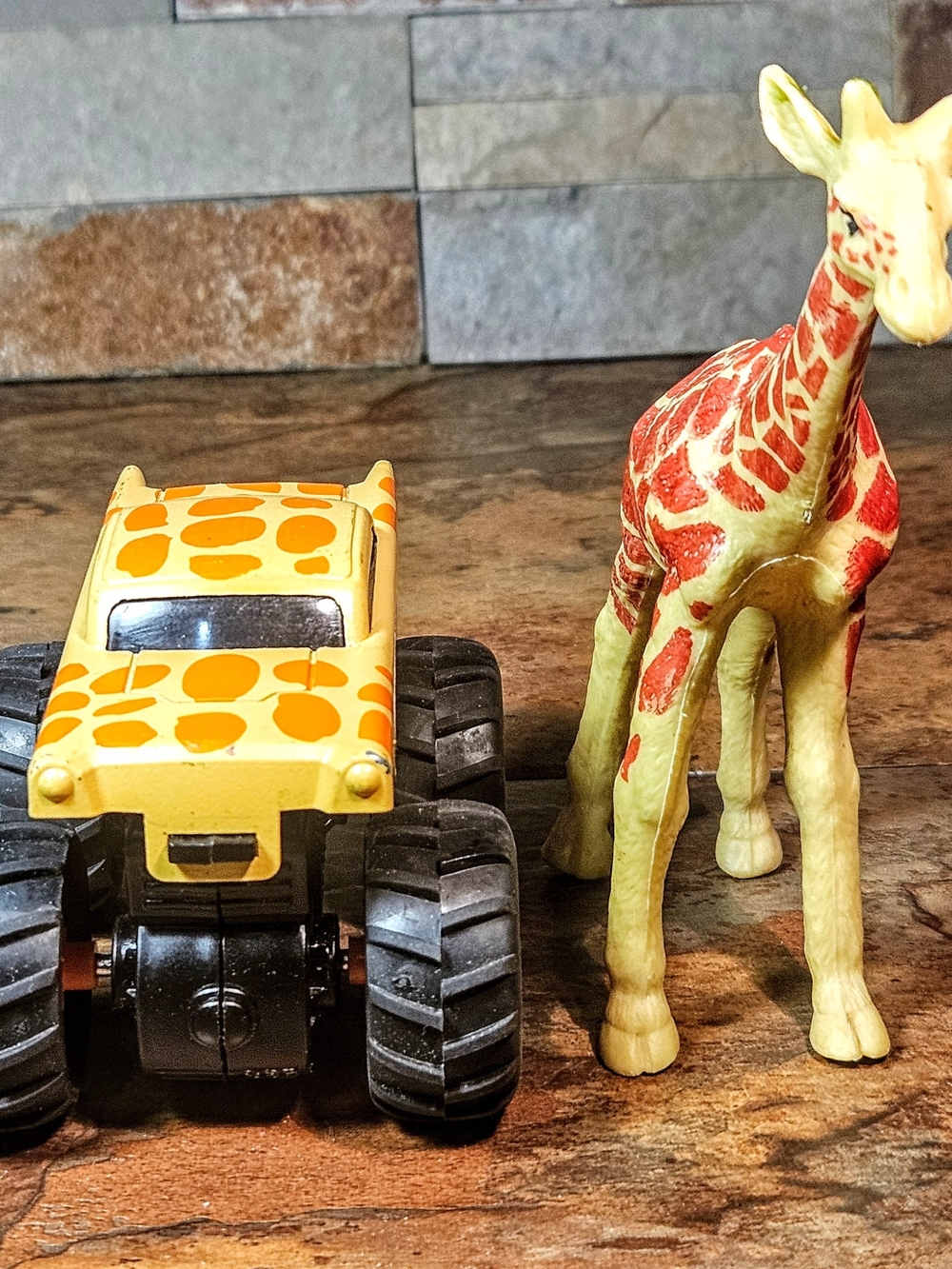Yellow Giraffe-Pattern Monster Truck Toy for Kids